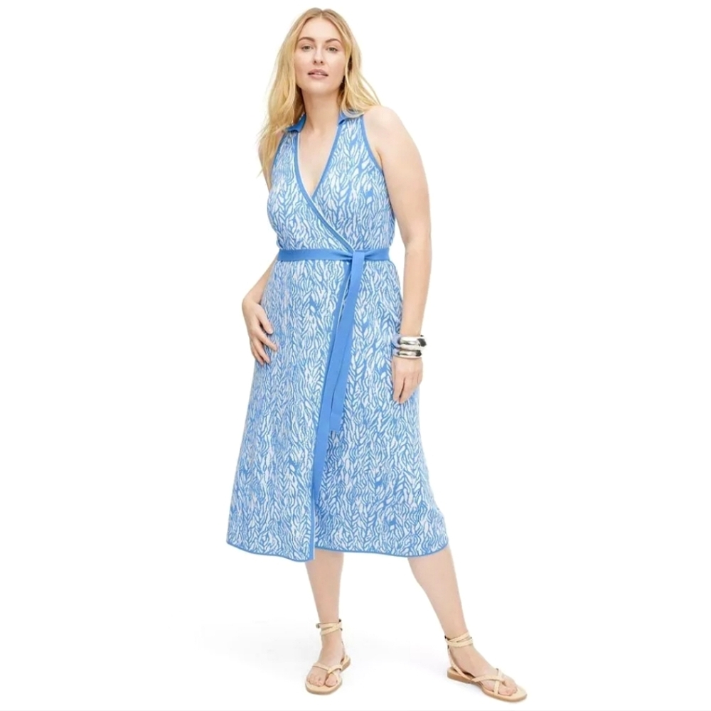 Diane von Furstenberg Women's Collared Midi Wrap DressProduct Details XL NWT